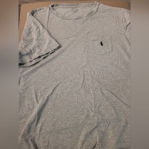 Polo Ralph Lauren T-Shirt Mens Grey  Pocket Blue Pony Logo XXL